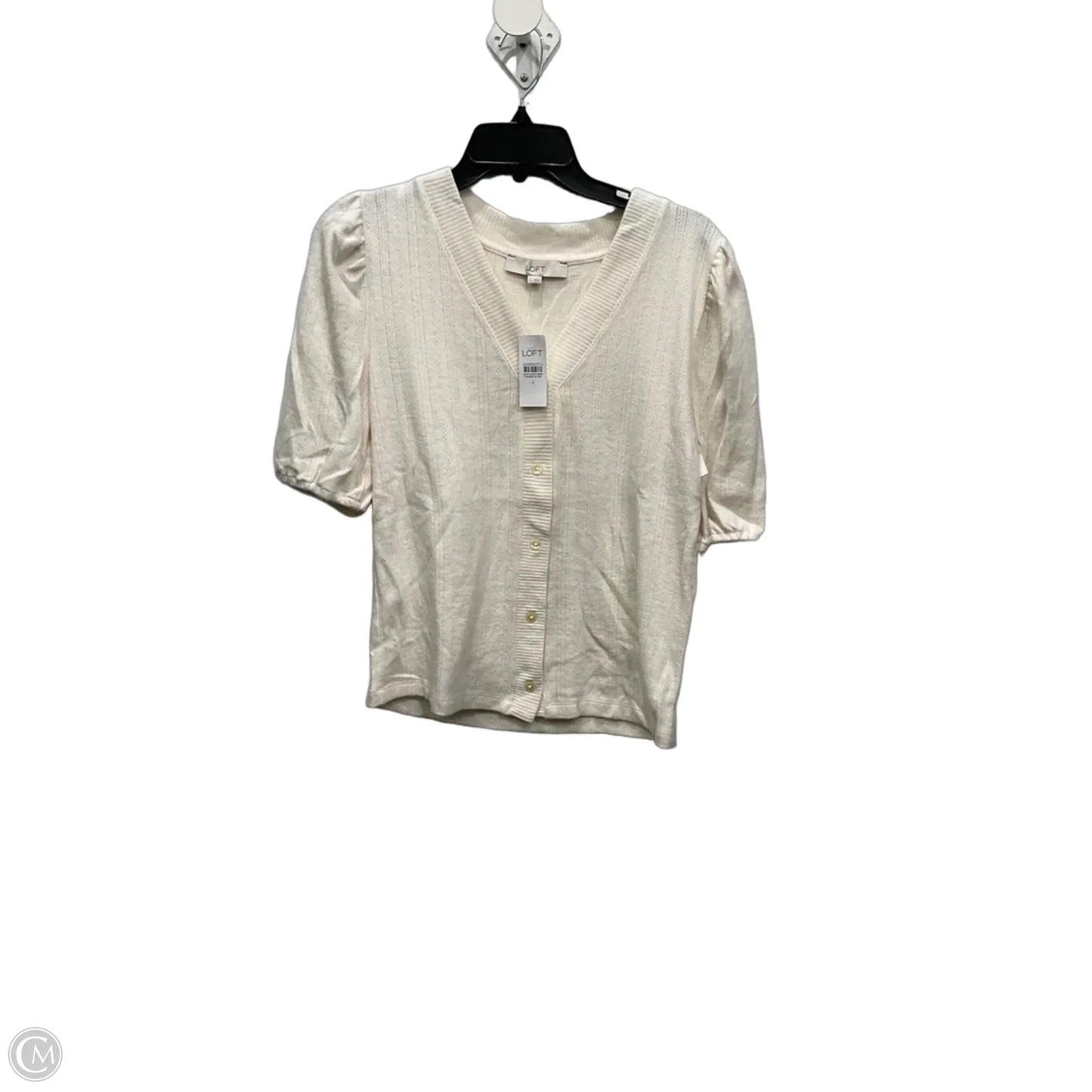 Blouse Short Sleeve By Loft In Ivory, Size: S