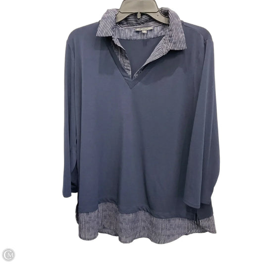 Top Long Sleeve By Adrianna Papell In Navy, Size: Xl