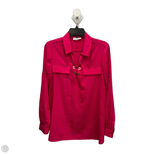 Blouse Long Sleeve By Calvin Klein In Pink, Size: S