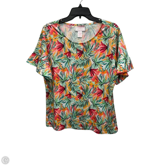 Top Short Sleeve By Stella Parker In Tropical Print, Size: L