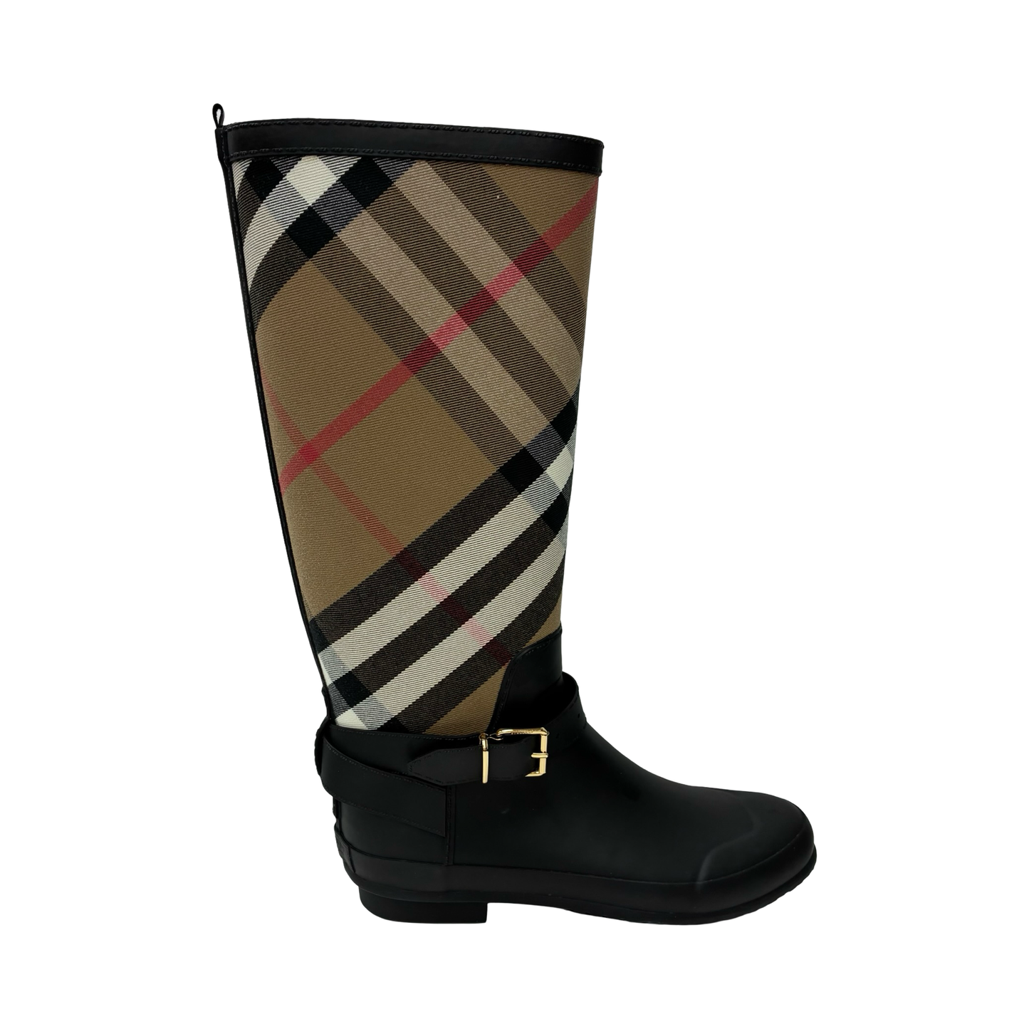 Boots Luxury Designer By Burberry In Black & Tan, Size:9.5