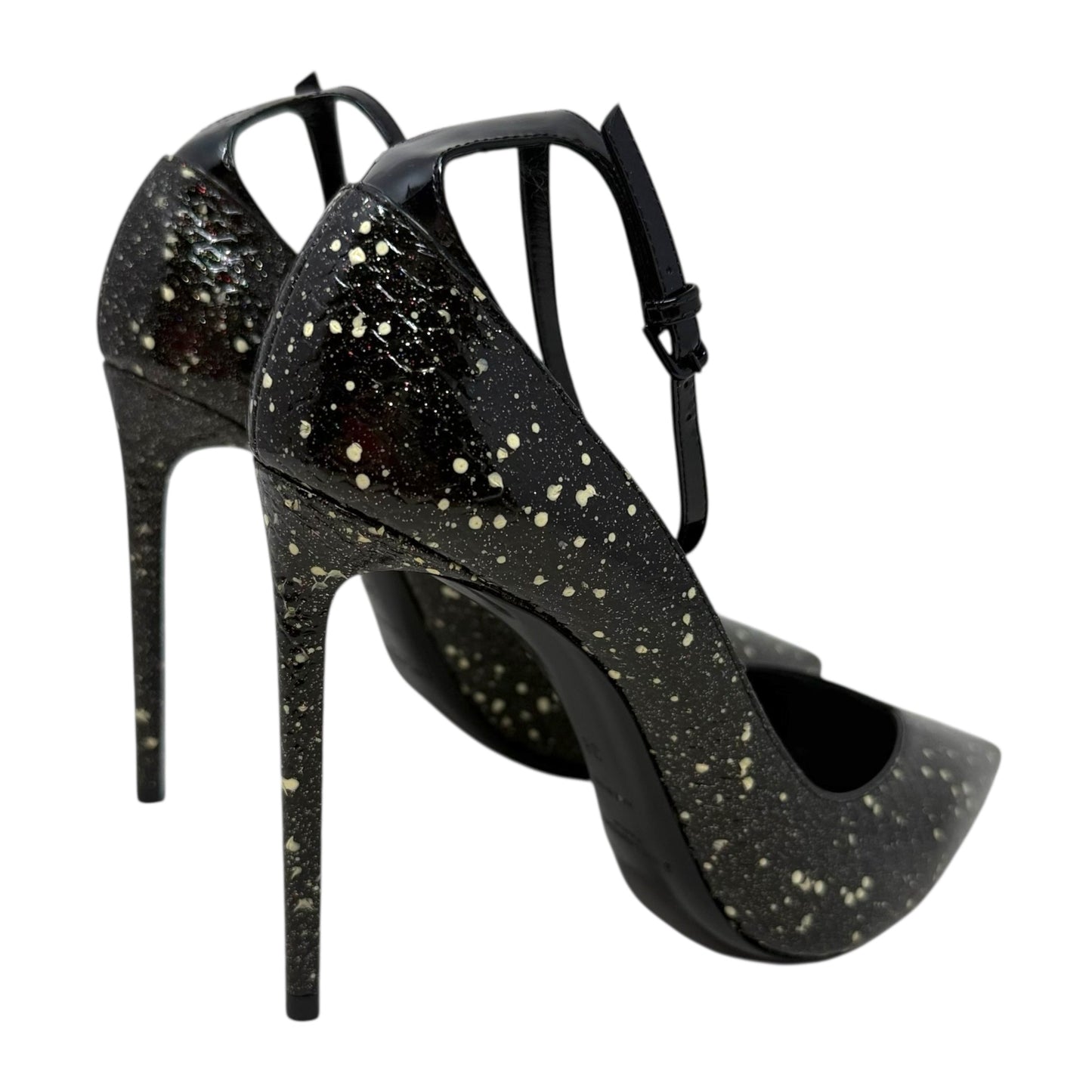 Zoe Stardust Patent Leather D'Orsay Pumps Luxury Designer By Yves Saint Laurent In Black & Cream, Size: 8