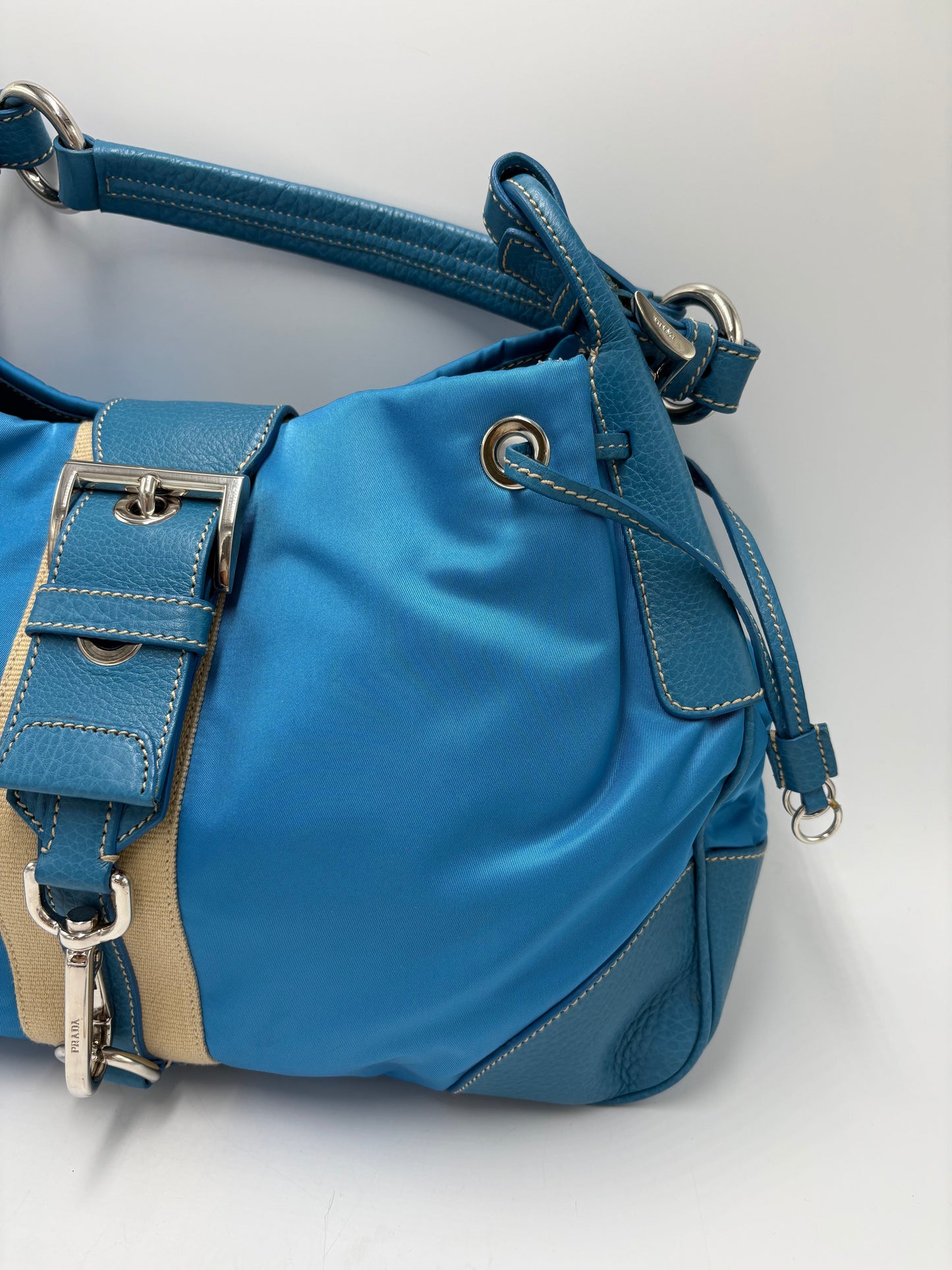 Like New! Prada Tessuto Stripy Luxury Hobo Handbag