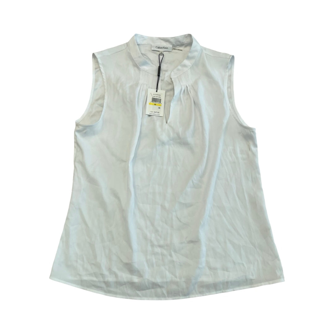 Top Sleeveless By Calvin Klein In White, Size:M