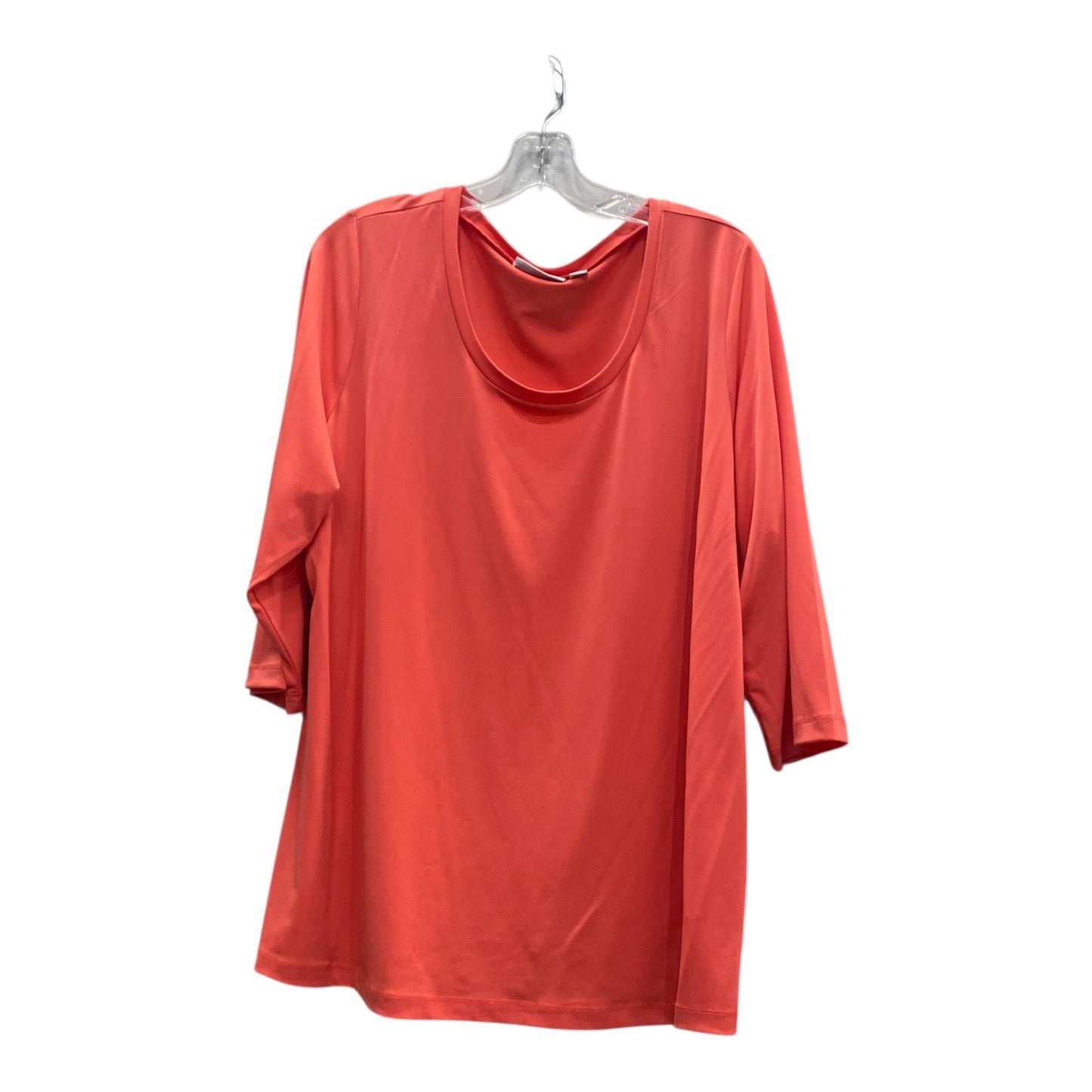 Top 3/4 Sleeve By Susan Graver In Orange, Size:1X
