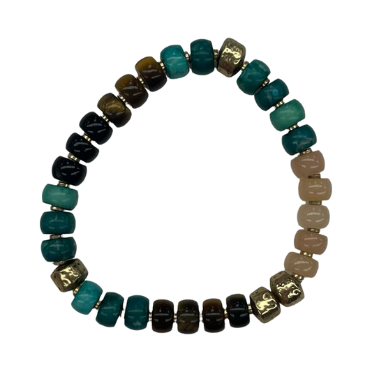 Bracelet Beaded By Clothes Mentor In Brown & Gold