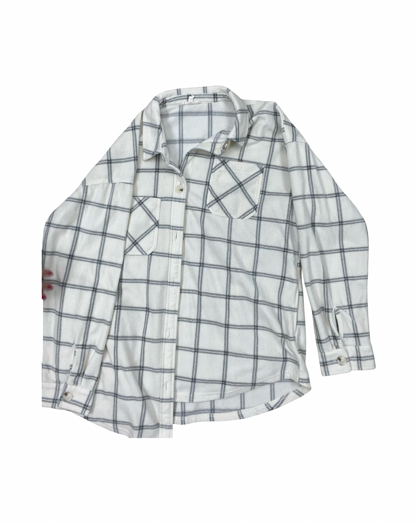 Jacket Shirt By Maurices In Cream & Grey, Size:L