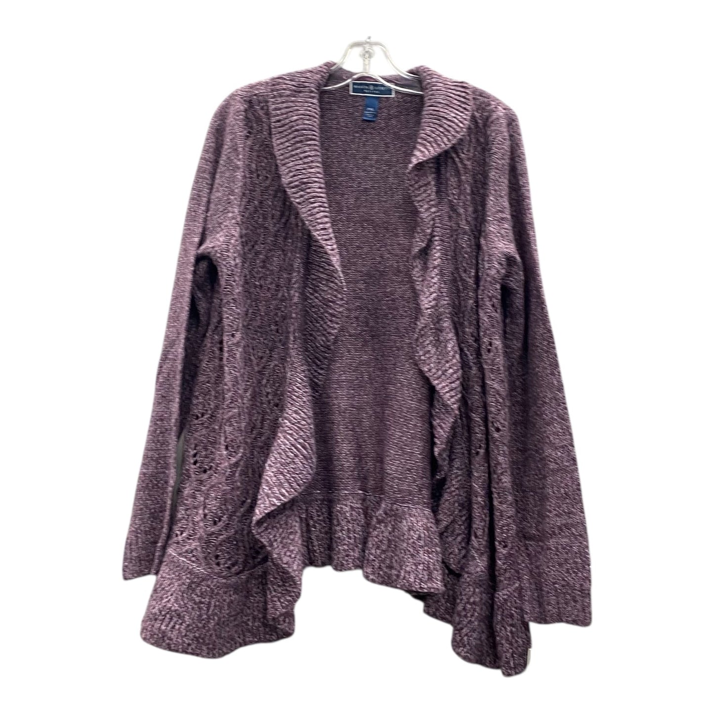 Sweater Cardigan By Karen Scott In Purple, Size:Xlp