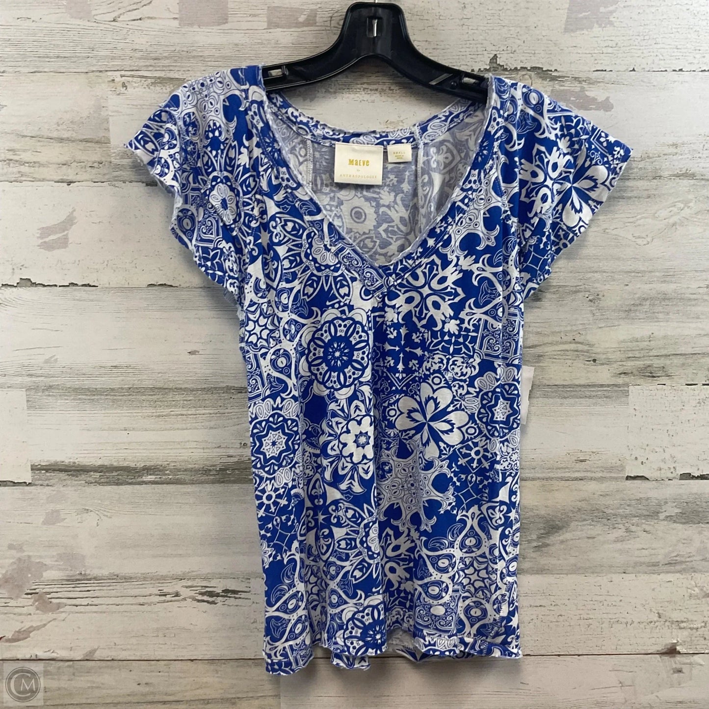 Top Sleeveless By Maeve In Blue & White, Size: S
