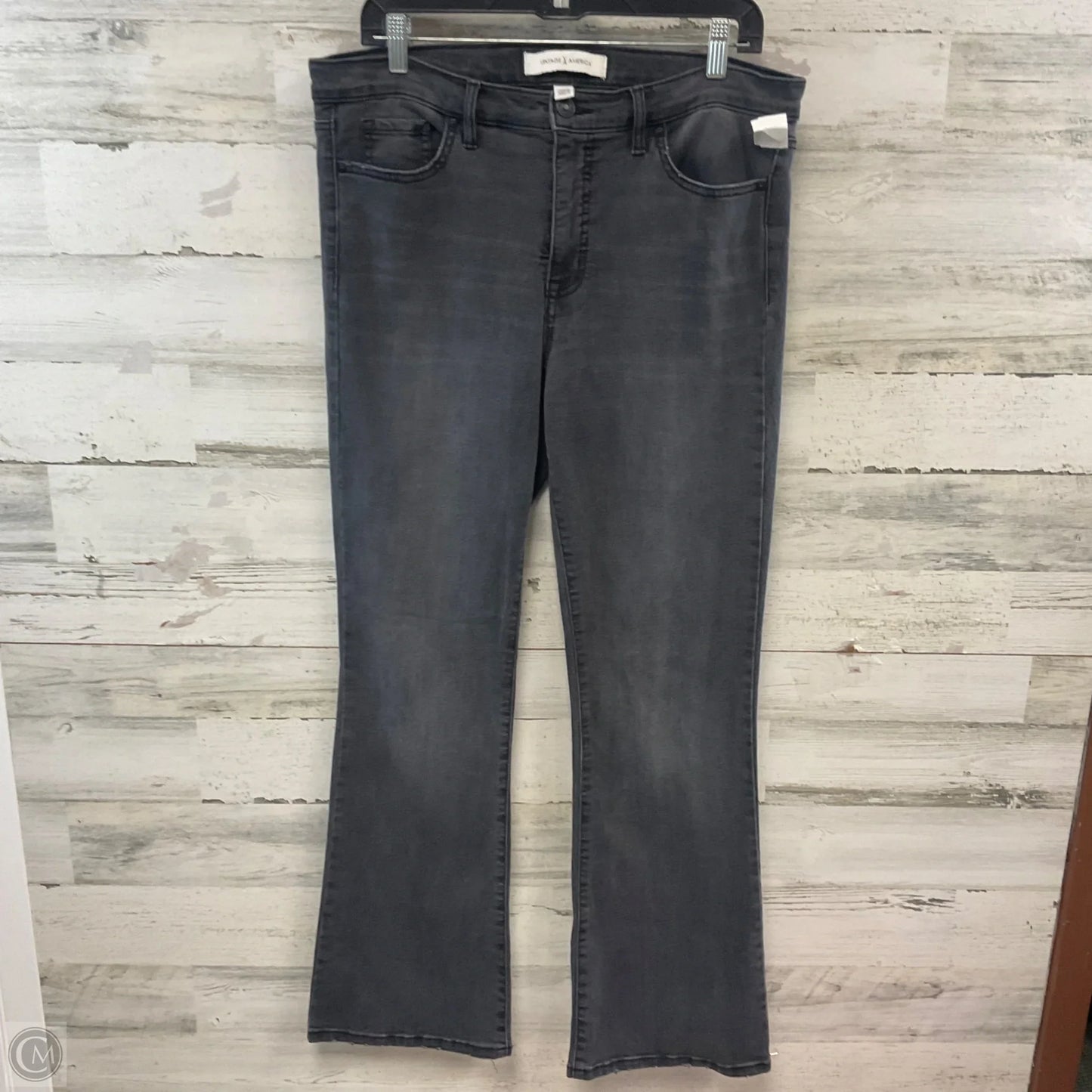 Jeans Flared By Vintage America In Black Denim, Size: 12