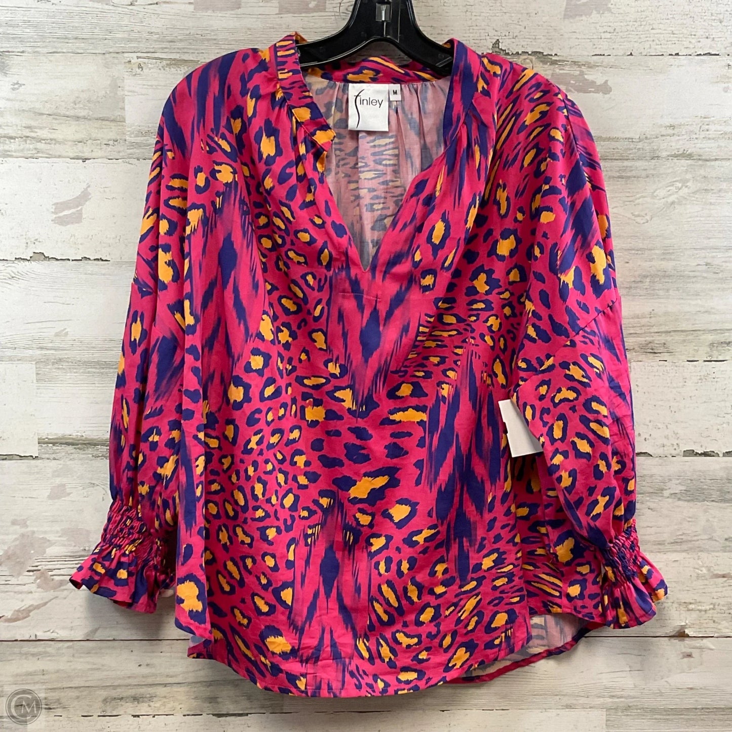 Blouse Long Sleeve By FINLEY In Pink, Size: M