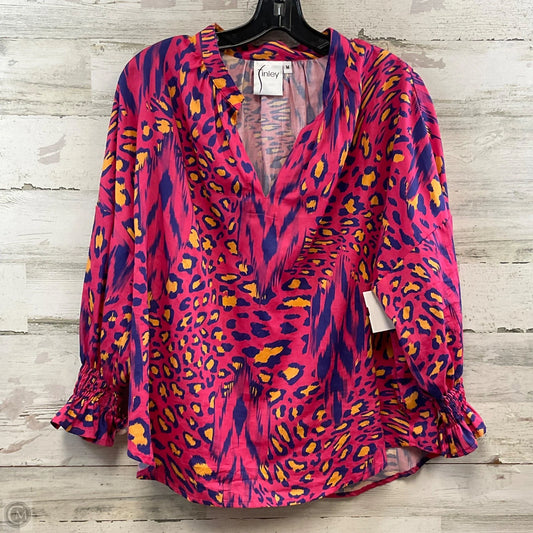 Blouse Long Sleeve By FINLEY In Pink, Size: M