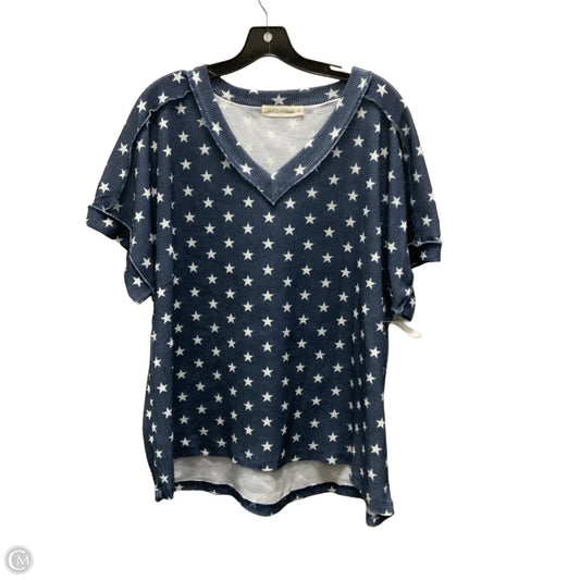 Top Short Sleeve By Grace+Emma In Blue & White, Size: Xl
