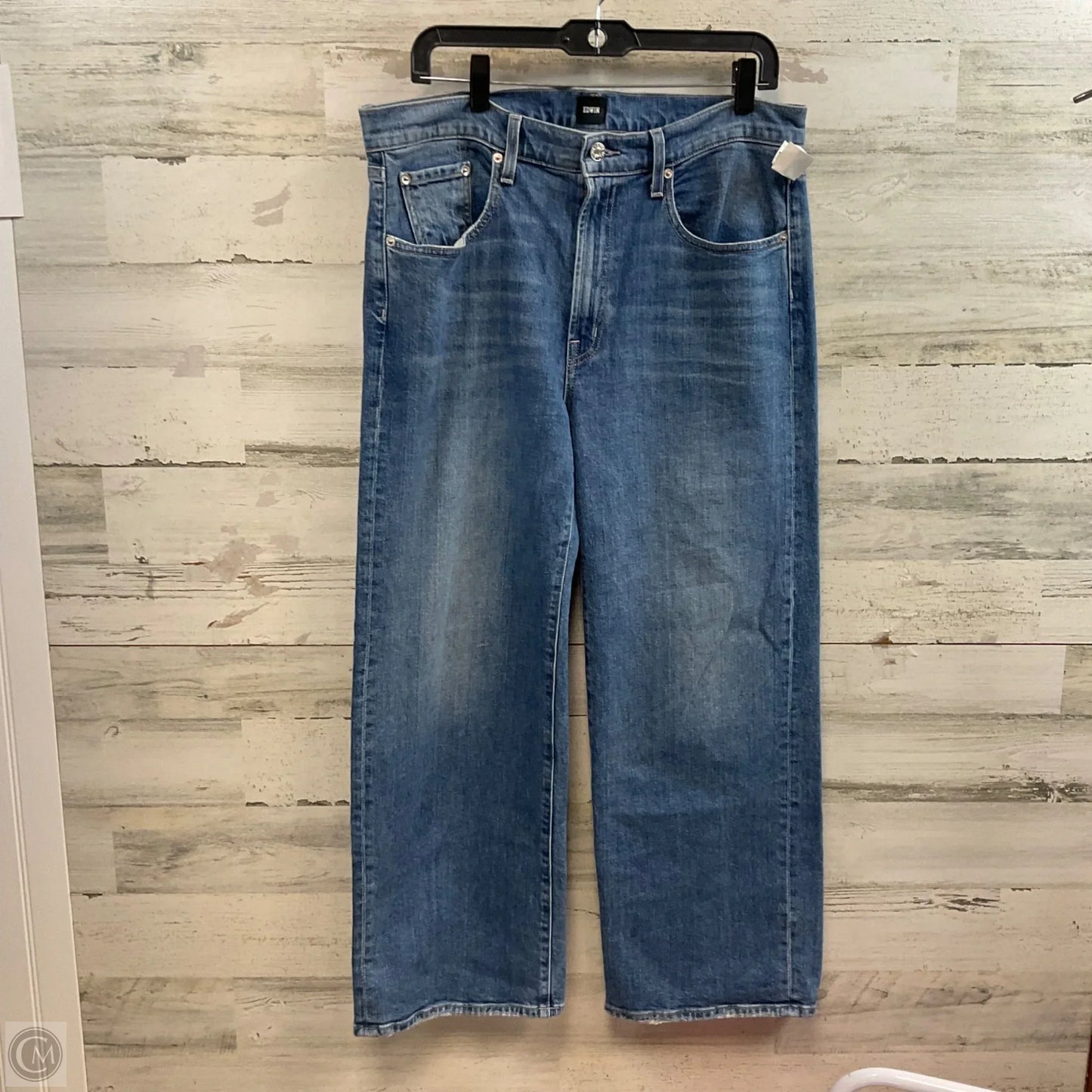 Jeans Wide Leg By Edwin In Blue Denim, Size: 14