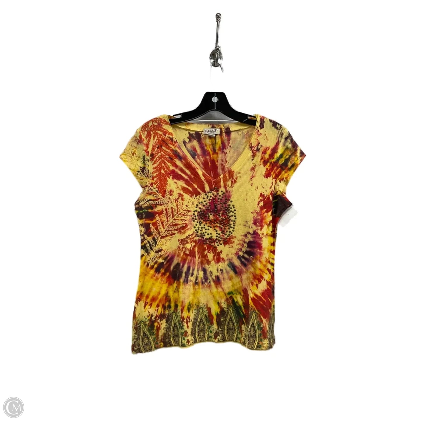 Top Short Sleeve By One World In Yellow, Size: L