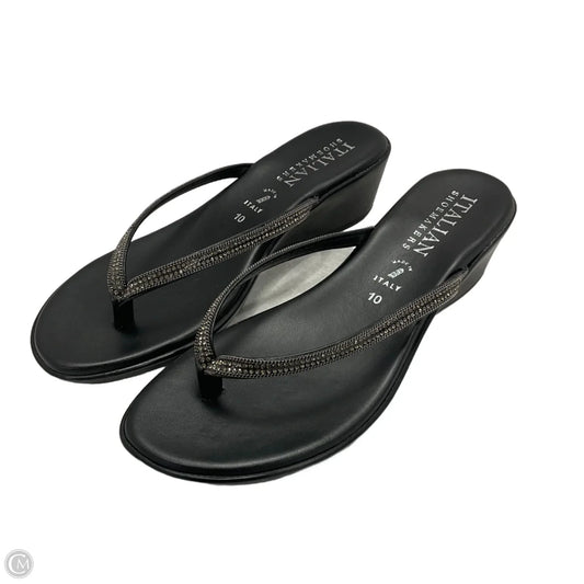 Sandals Flats By Italian Shoemakers In Black, Size: 10