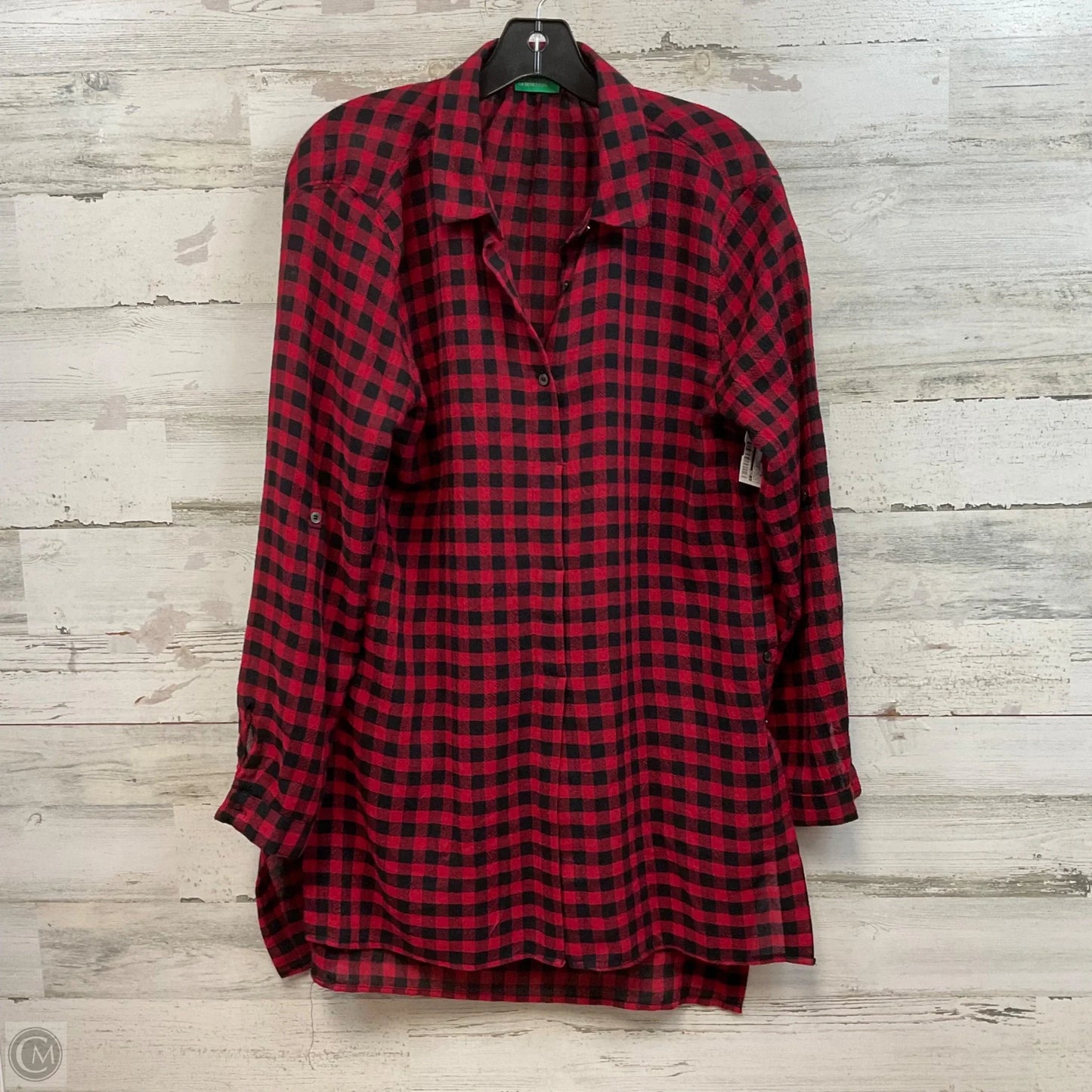 Tunic Long Sleeve By United Colors of Benetton In Black & Red, Size: M