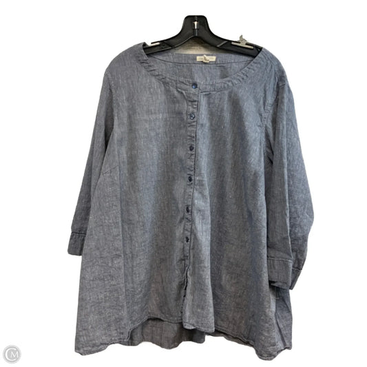 Blouse Long Sleeve By Eileen Fisher In Blue, Size: 2x