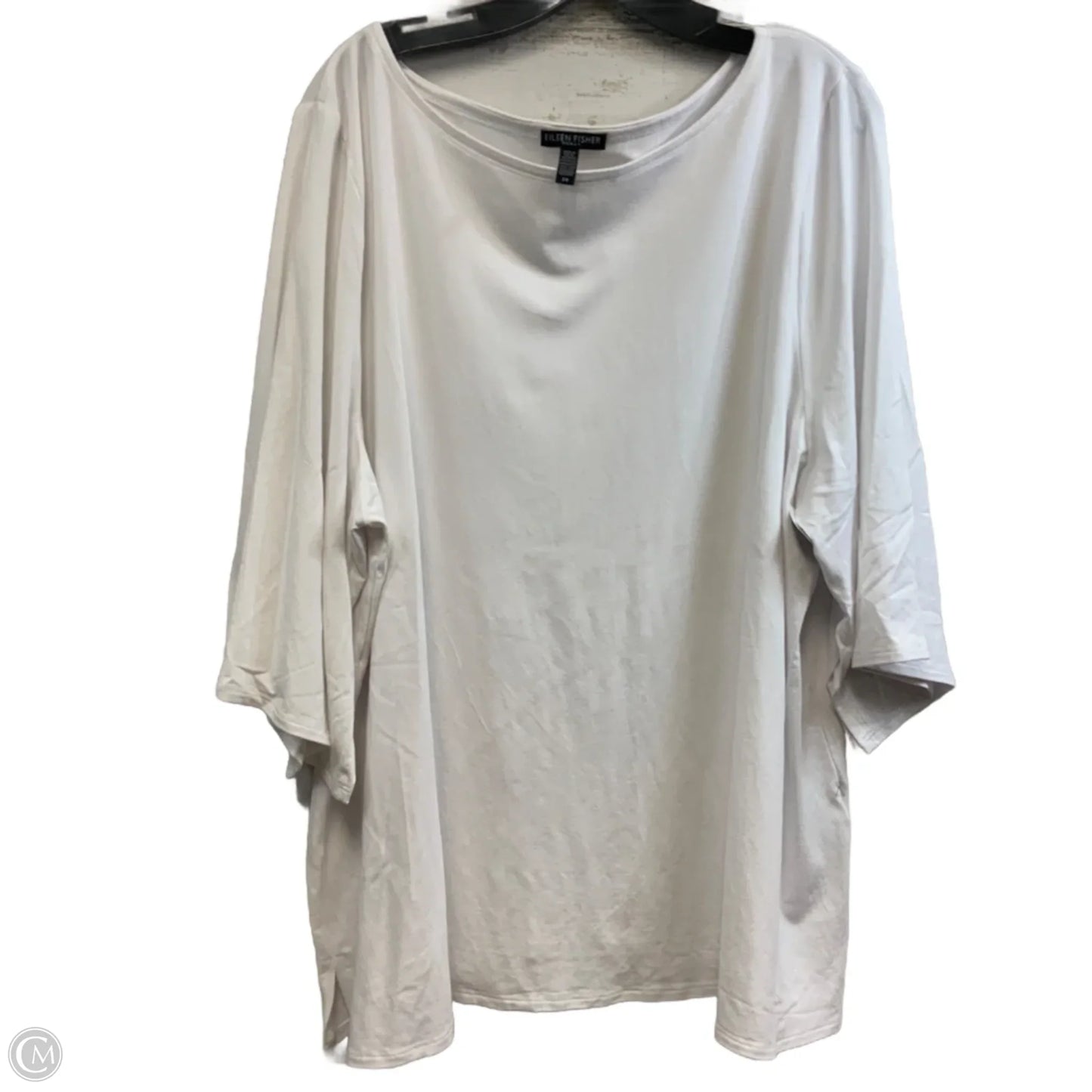 Top Short Sleeve By Eileen Fisher In White, Size: 2x