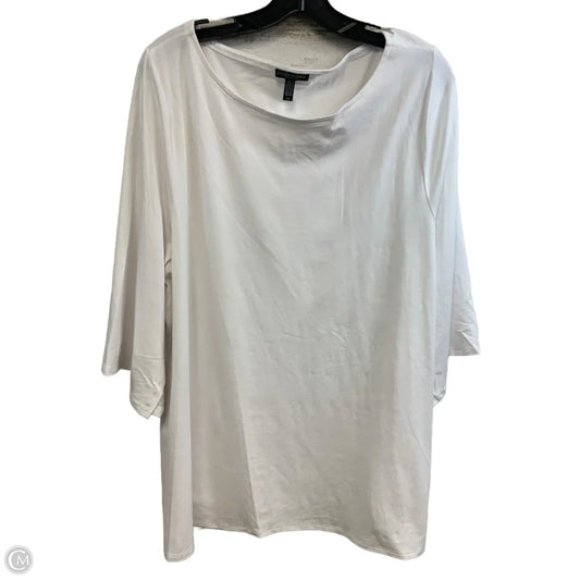 Top Long Sleeve By Eileen Fisher In White, Size: 2x