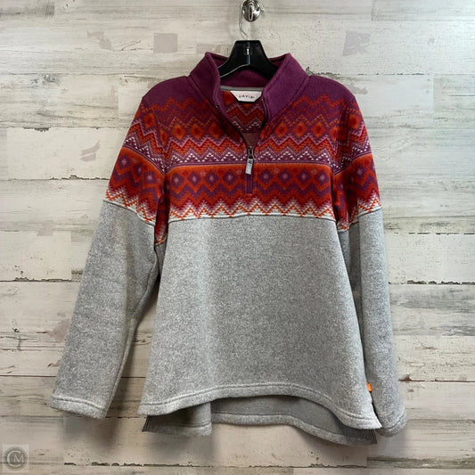 Top Long Sleeve By Orvis In Grey & Purple, Size: L