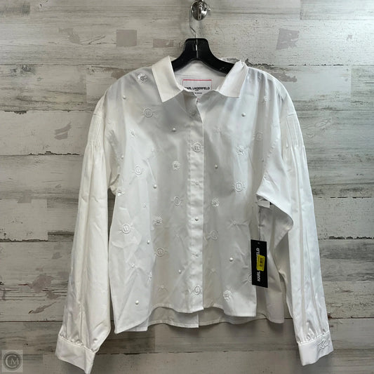 Blouse Designer By Karl Lagerfeld In White, Size: M