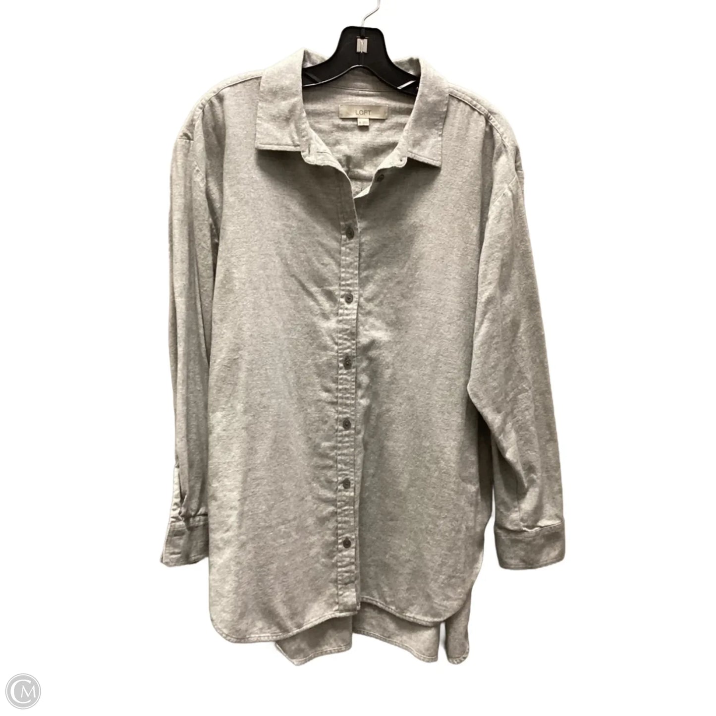 Blouse Long Sleeve By Loft In Grey, Size: Xl