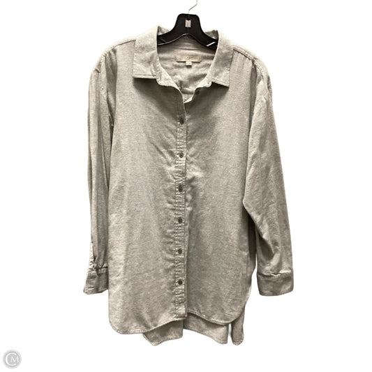 Blouse Long Sleeve By Loft In Grey, Size: Xl