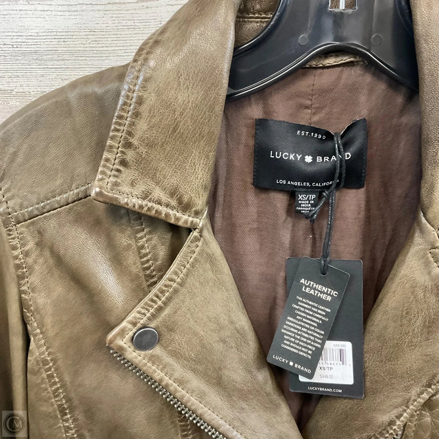 Jacket Moto Leather By Lucky Brand In Green, Size: Xs