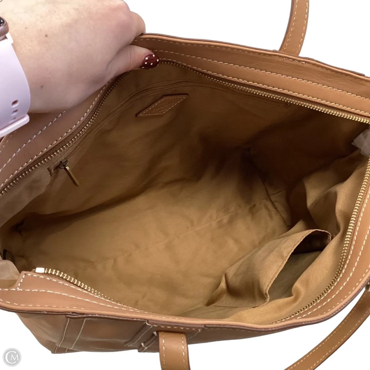 Handbag Leather By FOSSIL, Size: Large