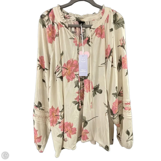 Blouse Long Sleeve By Torrid In Cream, Size: 3x