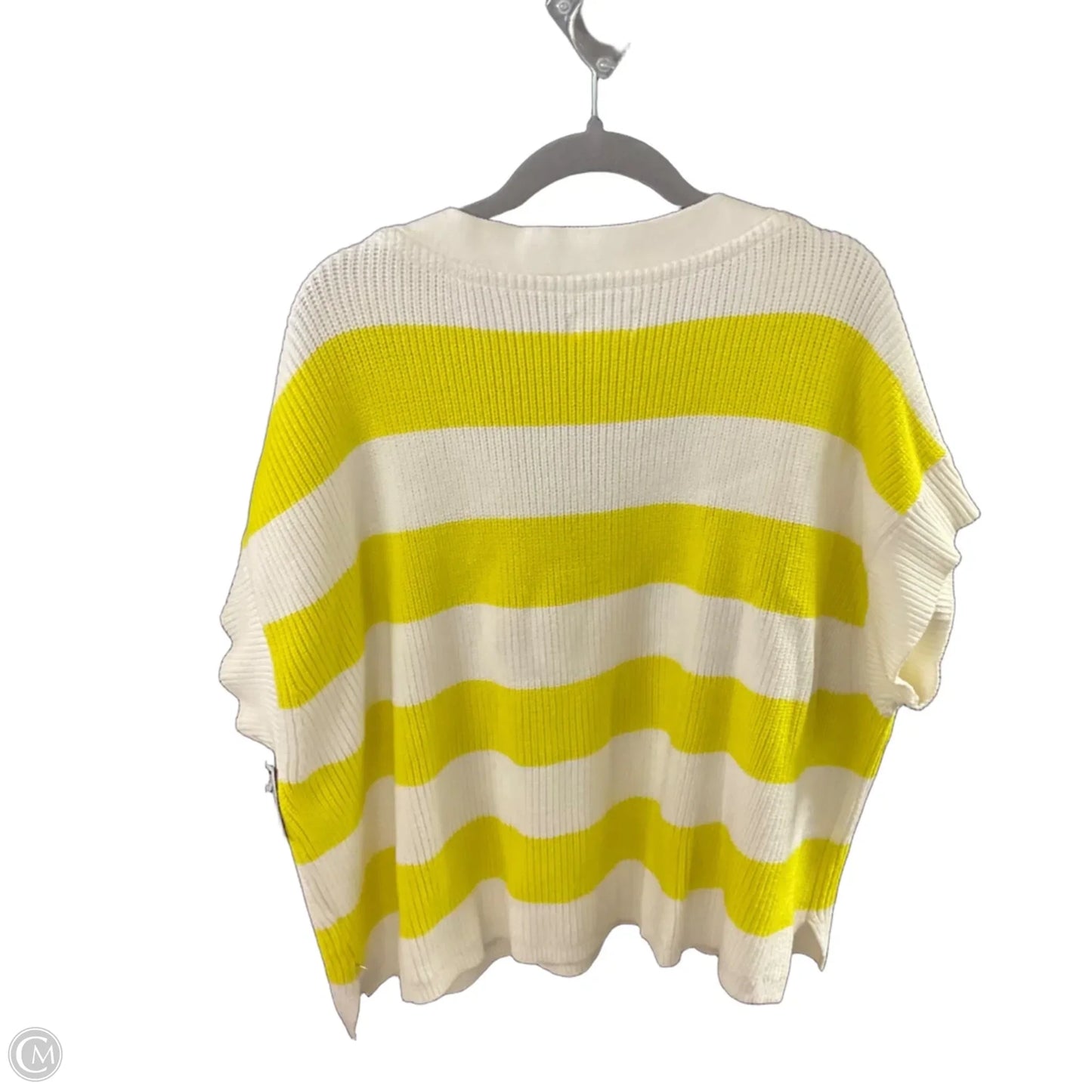 Sweater Short Sleeve By Maeve In White & Yellow, Size: S