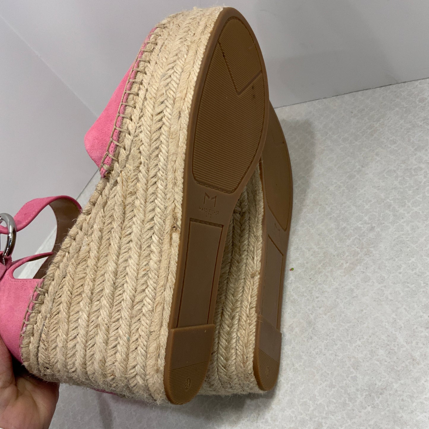 Pink Sandals Heels Wedge Marc Fisher, Size 8.5