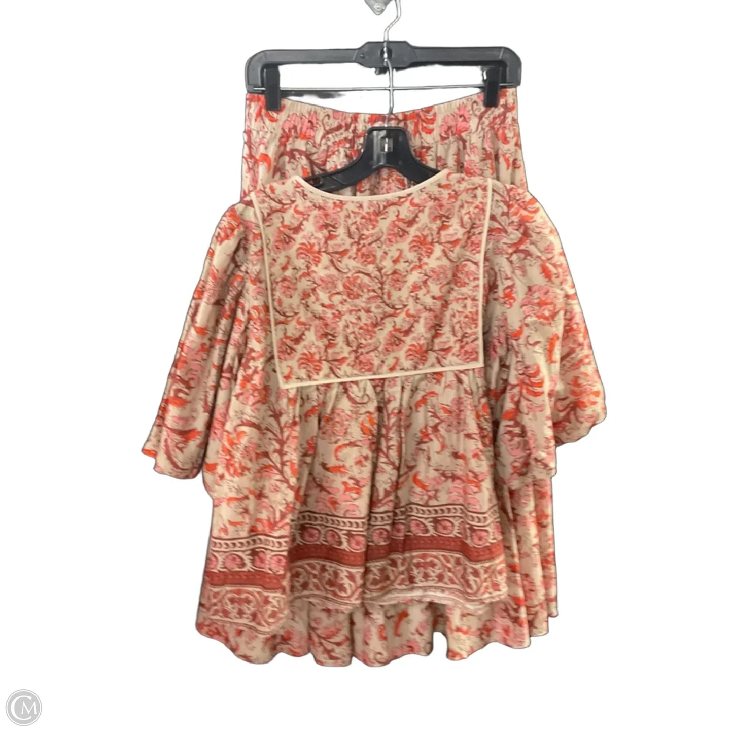 Skirt Set 2pc By FARMERS MARKET In Red & Tan, Size: M