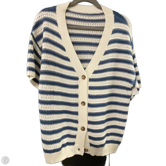 Sweater Short Sleeve By Clothes Mentor In Blue & White, Size: L