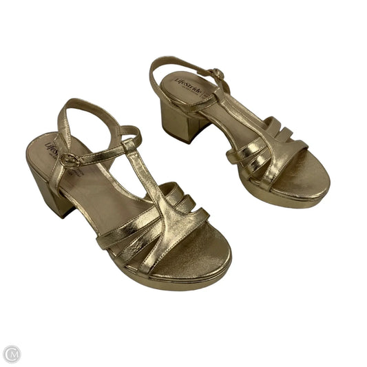 Sandals Heels Block By Life Stride In Gold, Size: 7