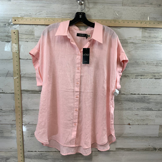 Pink Blouse Short Sleeve Ralph Lauren Black Label, Size 1x