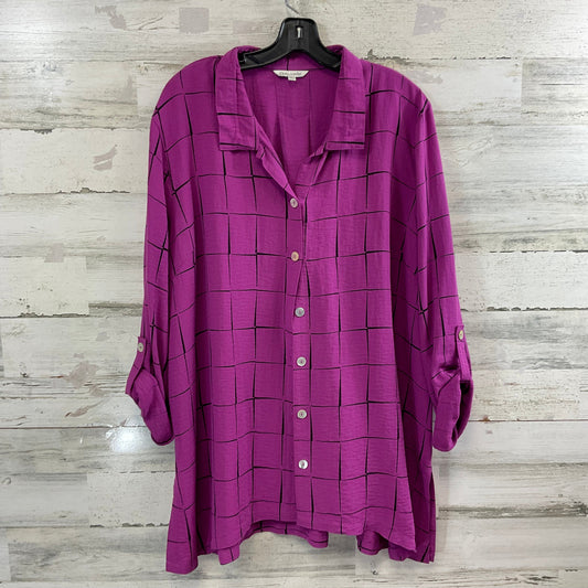 Blouse Long Sleeve By John Mark In Purple, Size: Xl