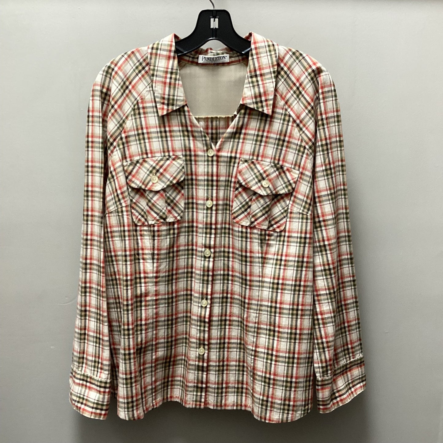 Blouse Long Sleeve By Pendleton In Cream, Size: Xl