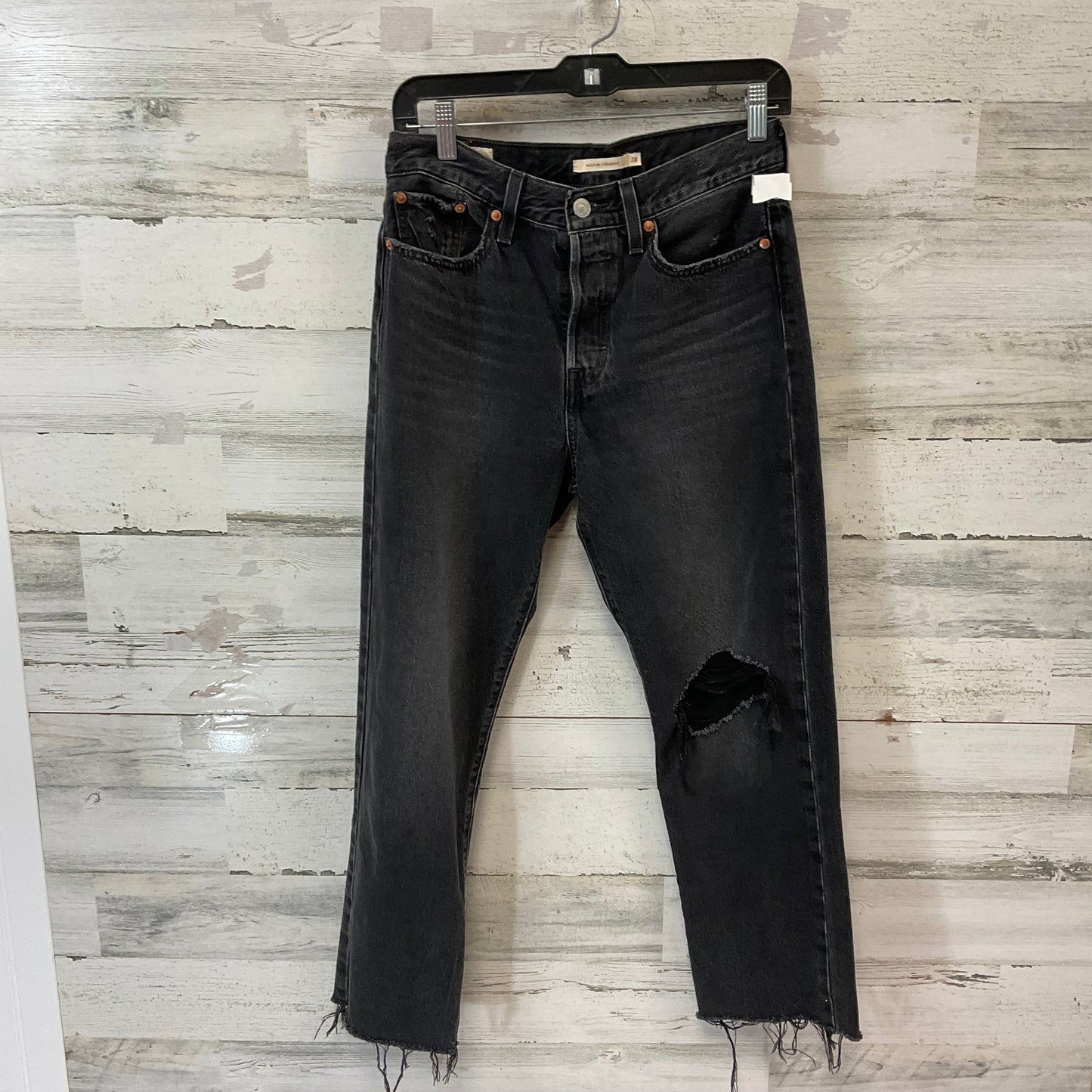 Jeans Straight By Levis In Black Denim, Size: 6