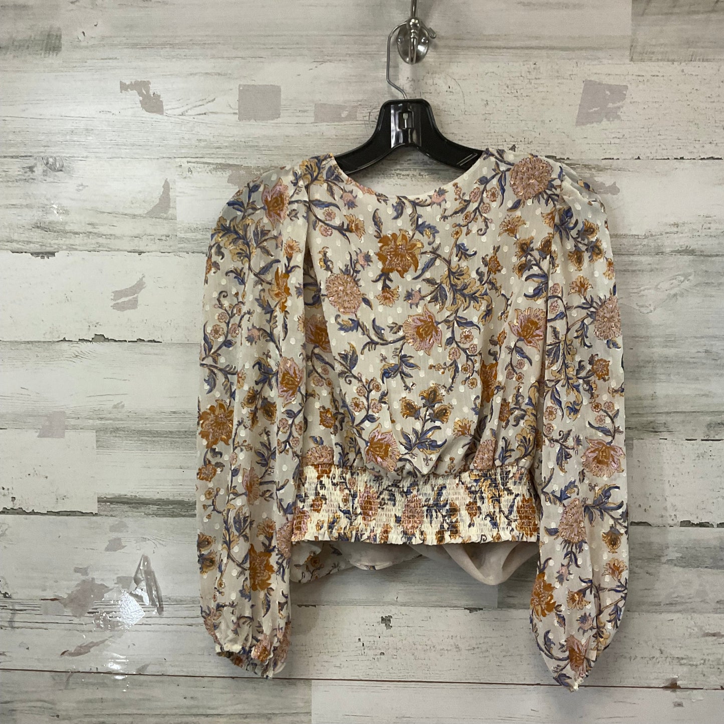 Blouse Long Sleeve By Joie In Cream & Orange, Size: M