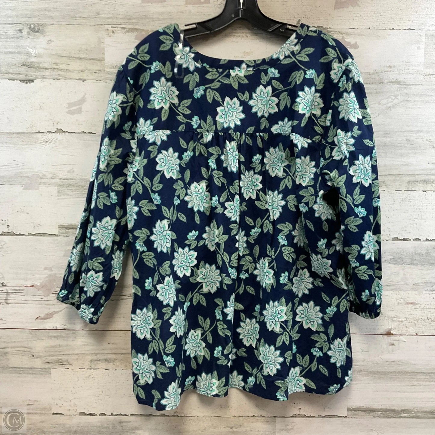 Top 3/4 Sleeve By Croft And Barrow In Blue & Green, Size: 2x