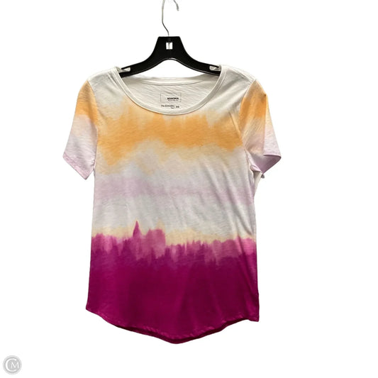 Top Short Sleeve Basic By Sonoma In Pink & White, Size: Xs