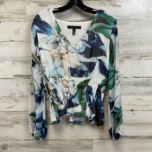 Blouse Long Sleeve By White House Black Market In Blue & Green, Size: M
