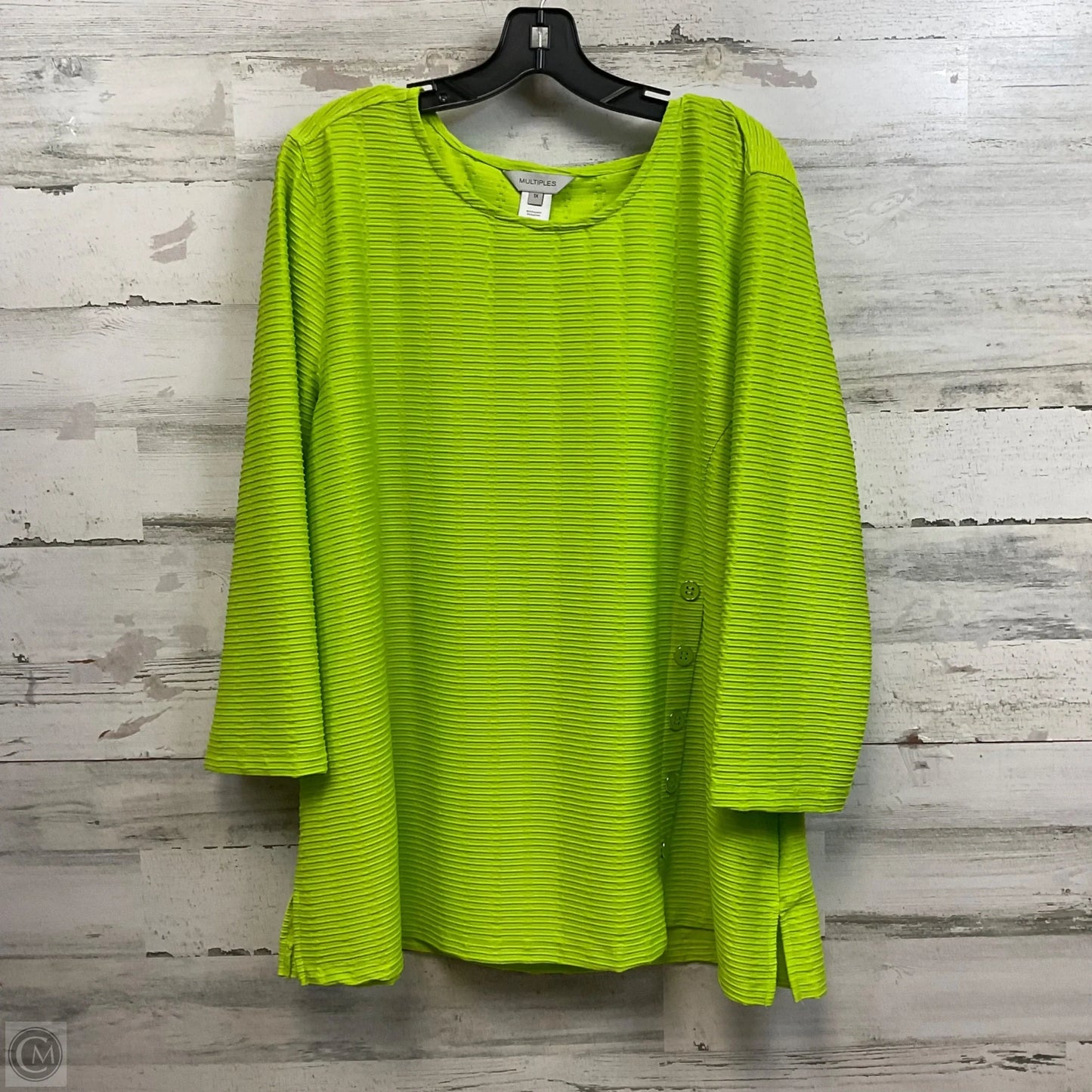 Top Long Sleeve By Multiples In Green, Size: 1x