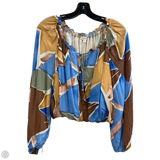 Top Long Sleeve By Blu Pepper In Blue & Brown, Size: M