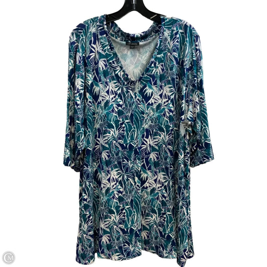 Top 3/4 Sleeve By J. Jill In Blue & Green, Size: 2x