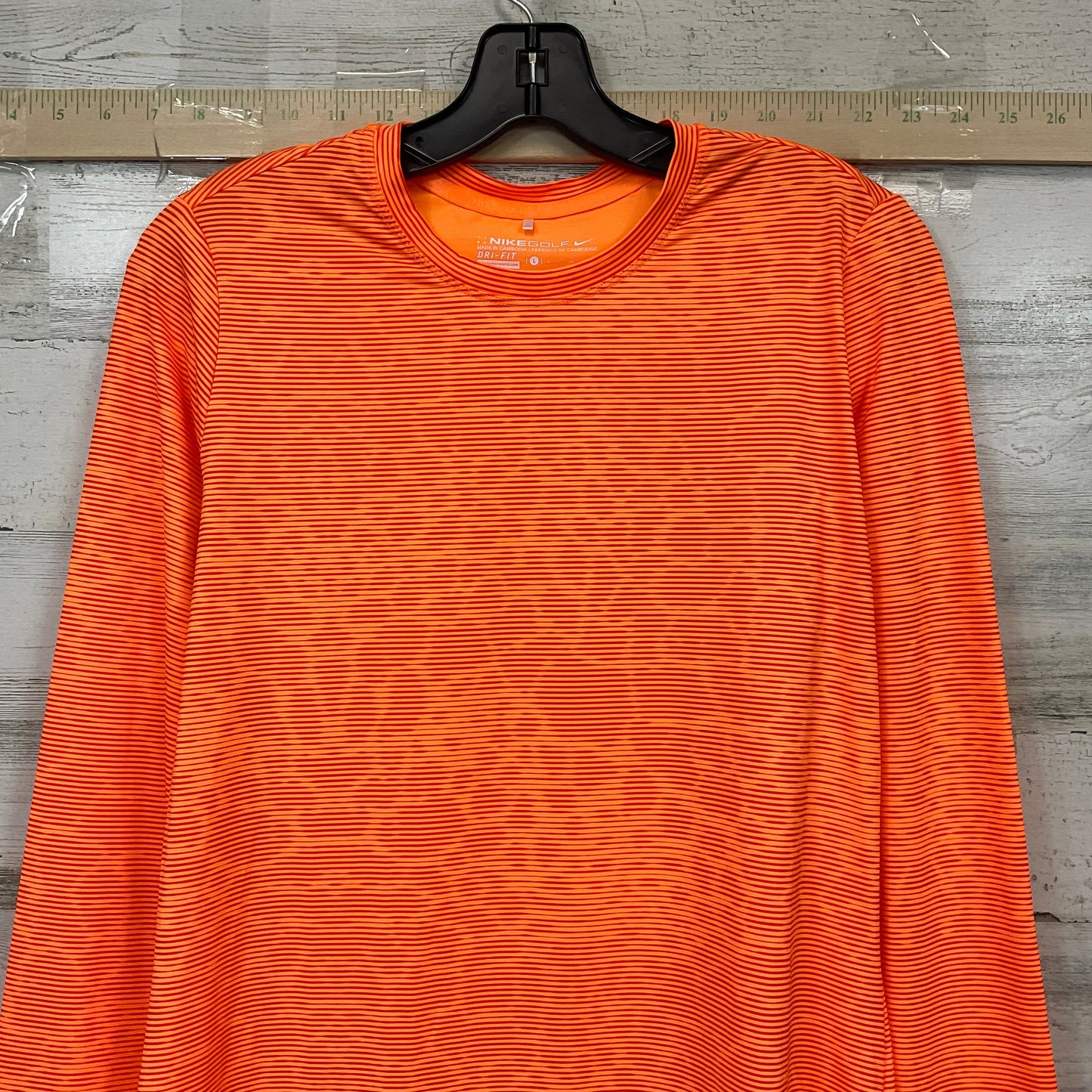 Athletic Top Long Sleeve Crewneck By Nike Apparel In Orange, Size: L