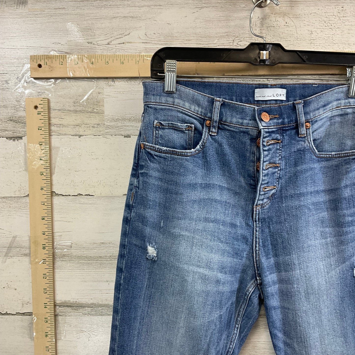 Blue Denim Jeans Flared Loft, Size 8