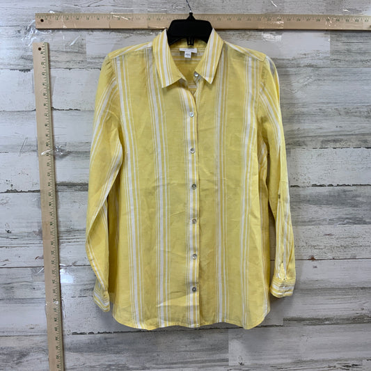 White & Yellow Blouse Long Sleeve J. Jill, Size S